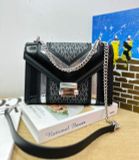  Túi Đeo Vai Michael Kors Whitney Medium Signature Logo and Metallic Shoulder Bag Màu Đen Viền Bạc 