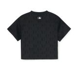  Áo Crop Top MLB Women`S Classic MONOGRAM Jacquard Crop T Shirts NEW YORK YANKEES 3FTSM0153-50BKS Màu Đen 