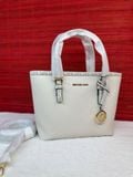  Túi Tote Michael Kors MK Jet Set Travel Extra-Small Top-Zip Tote Bag Màu Trắng Trơn Viền Logo 