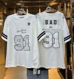  Áo Phông BadBlood Crochet 91 Football Jersey Large Fit w-tee24-072 Màu Trắng / Đen 