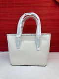  Túi Tote Michael Kors MK Jet Set Travel Extra-Small Top-Zip Tote Bag Màu Trắng Trơn Viền Logo 