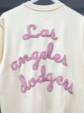  Áo Phông New Era Los Angeles Dodgers LA Màu Trắng Kem Chữ Hồng 