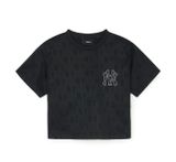  Áo Crop Top MLB Women`S Classic MONOGRAM Jacquard Crop T Shirts NEW YORK YANKEES 3FTSM0153-50BKS Màu Đen 