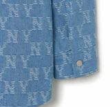  Áo Sơ Mi MLB Denim Jacquard New York Yankees 3ADRM0131-50INS Màu Xanh Blue 