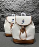  Balo Mini WHOAU Canva Màu Trắng Viền Nâu 