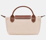  Túi Xách Longchamp Le Pliage Original Pouch With Handle Paper - Recycled Canvas Size Mini Màu Trắng Ngà Nắp Nâu 