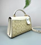  Túi Xách Coach Eliza Top Handle In Signature Canvas Màu Trắng Kem Cw012 