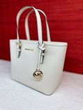  Túi Tote Michael Kors MK Jet Set Travel Extra-Small Saffiano Leather Top-Zip Tote Bag Màu Trắng Kem 