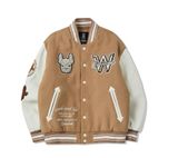  Áo Khoác Bomber Varsity Lifework Hipdog Applique Melange Màu Nâu 