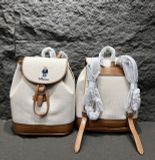  Balo Mini WHOAU Canva Màu Trắng Viền Nâu 