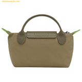  Túi Xách LongChamp Le Pliage Green Pouch With Handle Artichoke - Recycled Canvas 