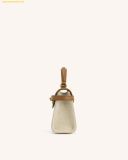  Túi Xách JW PEI Elise Top Handle Bag - Brown Canvas Màu Trắng Kem Size 20 