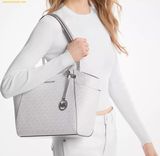  Túi Tote MICHAEL KORS Jet Set Large Chain Shoulder Tote Bag Màu Trắng Logo 