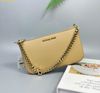 Túi Đeo Vai Michael Kors Jet Set Md Zipper Cross Grain Leather Chain Buff Gold - Vàng