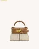  Túi Xách JW PEI Elise Top Handle Bag - Brown Canvas Màu Trắng Kem Size 20 