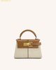 Túi Xách JW PEI Elise Top Handle Bag - Brown Canvas Màu Trắng Kem Size 20