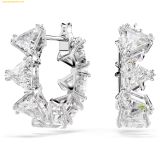  Khuyên Tai Swarovski Ortyx hoop earrings Triangle cut, Small, White, Rhodium plated 5632467 