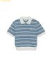 Áo Polo MLB Women's Varsity Stripe Crop Collar T-Shirt New York Yankees 3FPQV0253-07SBL màu xanh