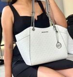  Túi Tote MICHAEL KORS Jet Set Large Chain Shoulder Tote Bag Màu Trắng Logo 