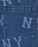  Áo Sơ Mi MLB Basic Multi Mega Logo Print Short Sleeve Denim Shirt NY (Indigo) 3ADRB0243-50INS 