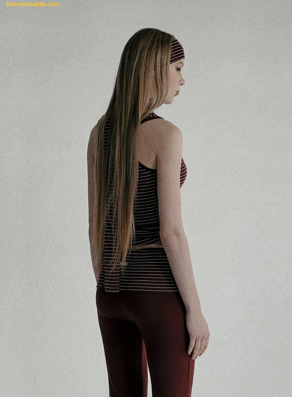 ◆BADBLOOD◆ Beyond Soft Tank 3 Stripe Wine w-tnk25-004 Áo BAD BLOOD Beyond Soft Tank 3 - Stripe Wine w-tnk25-004