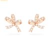 Khuyên Tai, Bông Tai SWAROVSKI Volta stud earrings Bow, Small, White, Rose gold-tone plated
