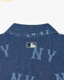  Áo Sơ Mi MLB Basic Multi Mega Logo Print Short Sleeve Denim Shirt NY (Indigo) 3ADRB0243-50INS 