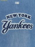  Áo Somi Denim MLB Varsity Logo Short Sleeve Denim Shirt New York Yankees 3ADRV0253-50BLL Màu Xanh 