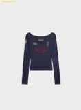  Áo Tay Dài Bad Blood Saint Blood Off Shoulder Top Navy w-tee25-019 
