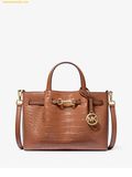  Túi Xách Michael Kors MK Carson Small Crocodile Embossed Satchel - Nâu 