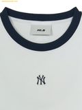  Áo Crop MLB Women's Ringer Slim Crop Short Sleeve T-Shirt New York Yankees 3FTSB6953-50WHS - Màu Trắng 