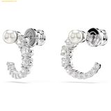 Khuyên Tai, Bông Tai Swarovski Matrix hoop earrings Crystal pearl, Round cut, White, Rhodium plated - 5692260 