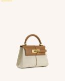  Túi Xách JW PEI Elise Top Handle Bag - Brown Canvas Màu Trắng Kem Size 20 