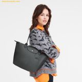  Túi Xách LongChamp Le Pliage Green M Tote Bag Graphite - Recycled Canvas (Xám) 