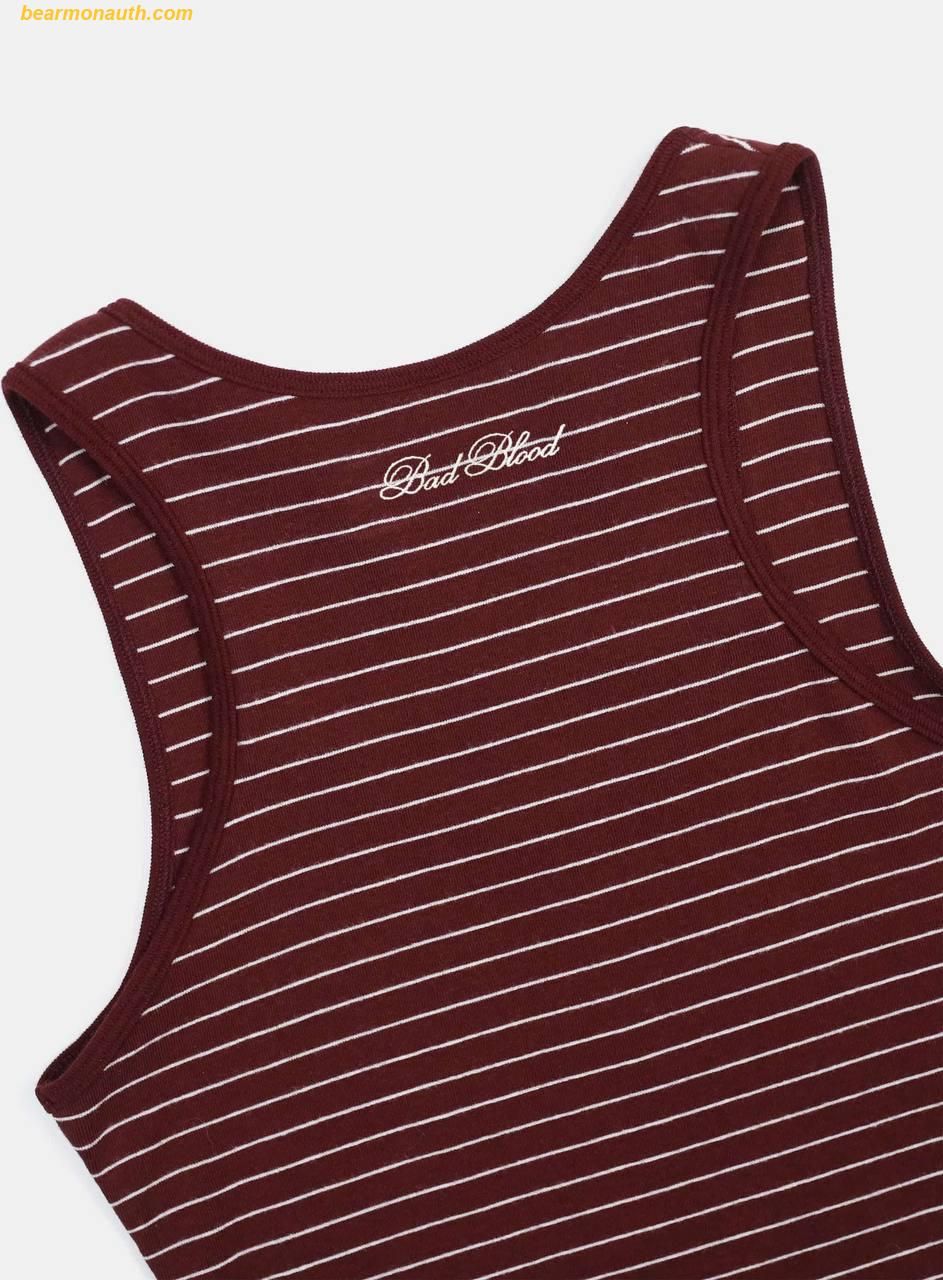 ◆BADBLOOD◆ Beyond Soft Tank 3 Stripe Wine w-tnk25-004 Áo BAD BLOOD Beyond Soft Tank 3 - Stripe Wine w-tnk25-004
