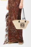  Túi Xách LOEWE Small Anagram Basket bag in iraca palm and calfskin Beige 