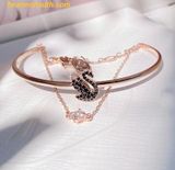  Vòng Đeo Tay, Lắc tay SWAROVSKI Swan bangle Swan, Black, Rose gold-tone plated, SKU: 5678048 