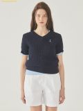  Áo Sweater WHOAU Steve V-neck Short Sleeve Sweater Cổ Tim WHKAF2402F Màu Xanh Navy 