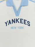  Đầm Polo MLB Women's Varsity Open Collar Slim Fit One Piece New York Yankees SKU 3FOPV0153-50IVS Màu Trắng 
