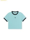  Áo Crop MLB Women's Ringer Slim Crop Short Sleeve T-Shirt LA Dodgers 3FTSB6953-07ABS 
