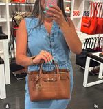  Túi Xách Michael Kors MK Carson Small Crocodile Embossed Satchel - Nâu 