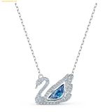  Dây cổ, dây chuyền SWAROVSKI Dancing Swan necklace Swan, Blue, Rhodium plated 