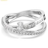  Nhẫn Swarovski Hyperbola ring, Mixed cuts, White, Rhodium plated, 5691228, Bạc 