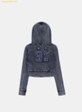  Áo Hoodie Zip Bad Blood Rusty Denim Hoodie Slim Fit Blue - w-hde25-007 