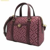  Túi Trống Michaelkors MK Signature Travel Small Metallic Duffle Bag Oxblood Multi Màu Đỏ Đô 