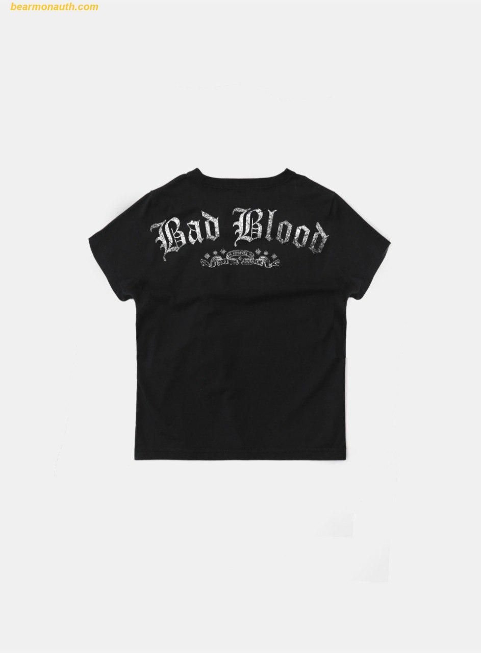 Áo Bad Blood Crack Print T-Shirt - Black w-tee25-044 – Bear