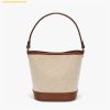  Túi Đeo Chéo Nữ Stretch Angels Weekly Bucket Bag Màu Trắng Viền Nâu 