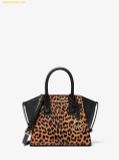  Túi Xách Michael Kors MK Avril Extra-Small Cheetah Print Calf Hair and Leather Satchel  Đen Da Beo 