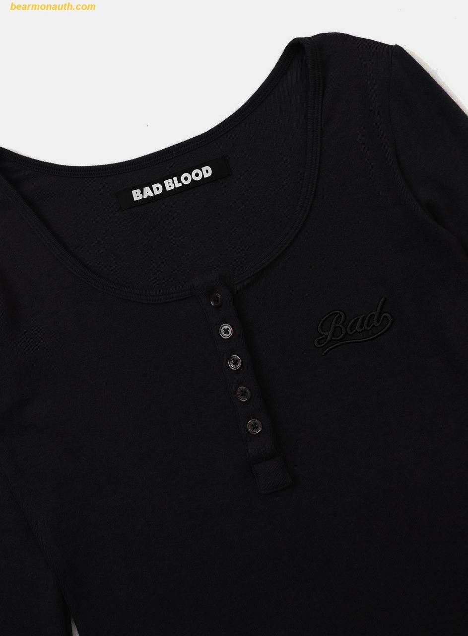 BADBLOOD ♥ Beyond Soft Henley Neck Long Sleeve Badblood Beyond Soft Henley Neck Long Sleeve Striped