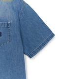  Áo Somi Denim MLB Varsity Logo Short Sleeve Denim Shirt New York Yankees 3ADRV0253-50BLL Màu Xanh 